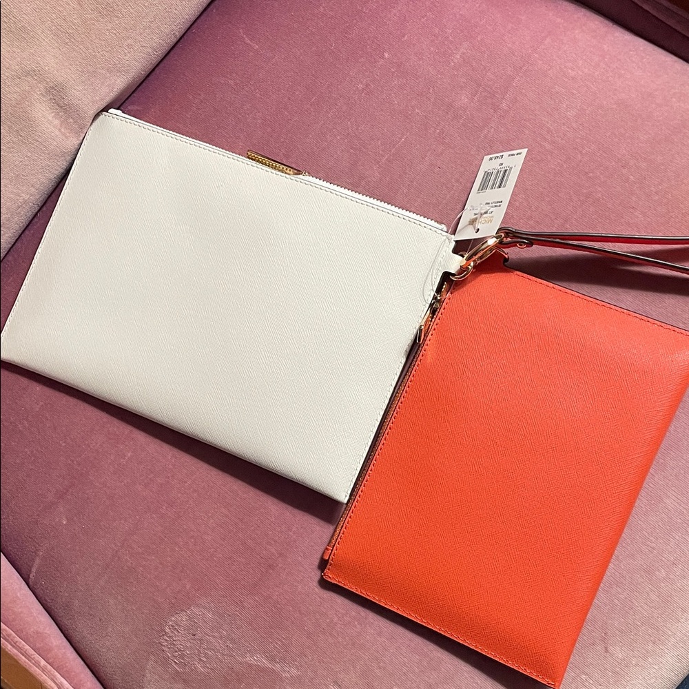 Michael Kors Vibrant Orange and White Clutch Duo NWT estate sale - Picture 6 of 7